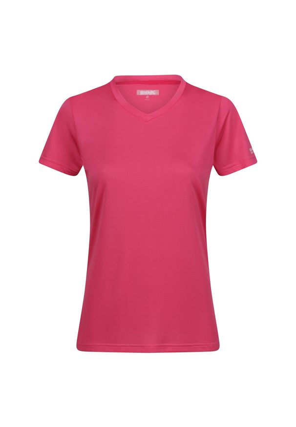 Regatta - T-shirt Damski Jeden Kolor W Serek Fingal. Typ kołnierza: dekolt w serek. Kolor: różowy. Sport: turystyka piesza