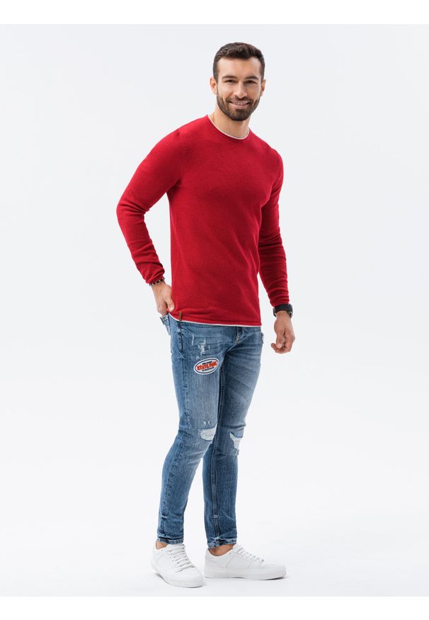 Czerwony sweter Ombre Clothing elegancki, na co dzień