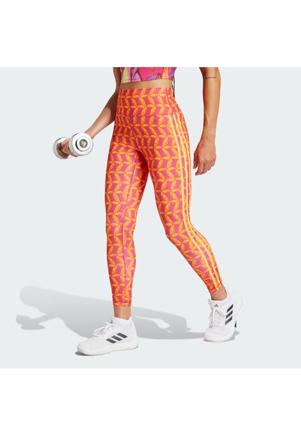 Adidas - Legginsy adidas x FARM Rio 7/8. Kolor: różowy, żółty, pomarańczowy, wielokolorowy. Materiał: materiał. Technologia: ClimaCool (Adidas). Sport: fitness