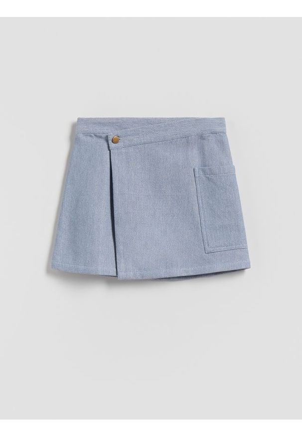 Reserved - Bawełniana spódnica - niebieski. Kolor: niebieski. Materiał: bawełna