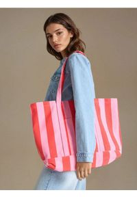 Sinsay - Torba shopper w kolorowe pasy - wielobarwny. Wzór: kolorowy