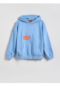Reserved - Bluza oversize z kapturem - jasnoniebieski. Typ kołnierza: kaptur. Kolor: niebieski. Materiał: dzianina, bawełna