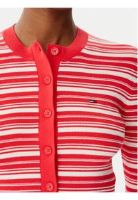 Tommy Jeans Kardigan DW0DW22314 Czerwony jasny Slim Fit. Kolor: czerwony. Materiał: bawełna #2