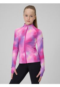 4f - 4F Bluza sportowa slim bez kaptura dziewczęca - multikolor 134/140 (8-10 lat). Typ kołnierza: bez kaptura. Kolor: wielokolorowy. Długość rękawa: raglanowy rękaw. Sezon: lato. Styl: sportowy #1