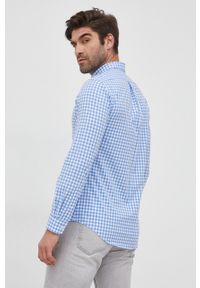 Polo Ralph Lauren koszula męska slim z kołnierzykiem button-down. Typ kołnierza: button down, polo. Kolor: niebieski. Materiał: tkanina. Długość rękawa: długi rękaw. Długość: długie #5