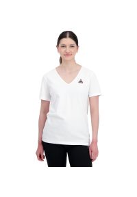 Podkoszulek Le Coq Sportif Ess Tee Ss Col V N1, Kobiety. Kolor: biały. Materiał: materiał, bawełna. Sport: tenis