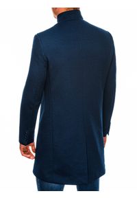 Ombre Clothing - Płaszcz męski C430 - granatowy - XL. Okazja: na co dzień. Typ kołnierza: kołnierzyk stójkowy. Kolor: niebieski. Materiał: tkanina, poliester. Sezon: zima. Styl: casual #5