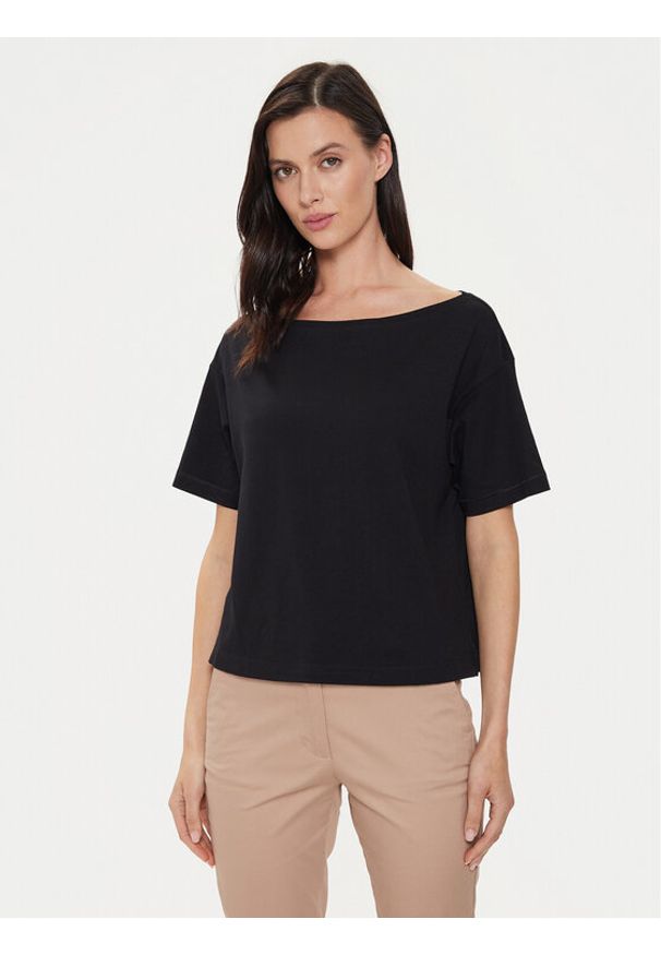 Sisley T-Shirt 3096L400N Czarny Relaxed Fit. Kolor: czarny. Materiał: bawełna