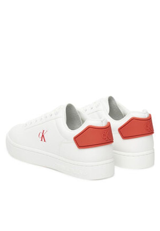 Calvin Klein Jeans Sneakersy Classic Cupsole Ru Patch Lth YM0YM01297 Biały. Kolor: biały. Materiał: skóra