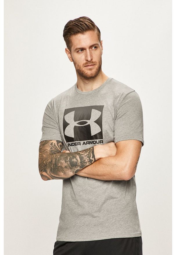 Under Armour - T-shirt. Okazja: na co dzień. Kolor: szary. Materiał: materiał. Wzór: nadruk. Styl: casual