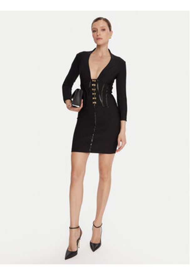 Elisabetta Franchi Sukienka koktajlowa AB-797-57E2-V590 Czarny Slim Fit. Kolor: czarny. Materiał: syntetyk. Styl: wizytowy