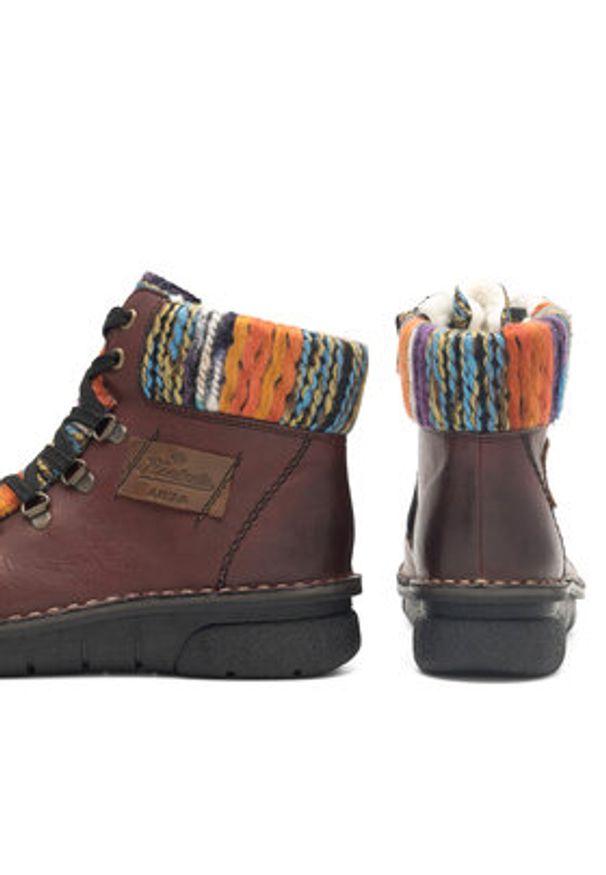 Rieker Trzewiki 73343-35 Bordowy. Kolor: czerwony. Materiał: materiał