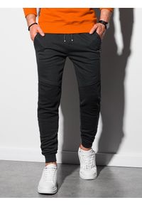 Ombre Clothing - Spodnie męskie dresowe P954 - czarne - M. Kolor: czarny. Materiał: dresówka. Wzór: gładki #2