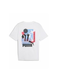 Puma - Męska koszulka sportowa Graphics Summer PUMA White. Kolor: biały. Materiał: guma. Wzór: nadruk. Sezon: lato