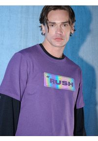 4f - 4F T-shirt regular z nadrukiem męski - fioletowa XL. Okazja: na co dzień. Kolor: fioletowy. Materiał: materiał. Wzór: nadruk. Styl: casual #1