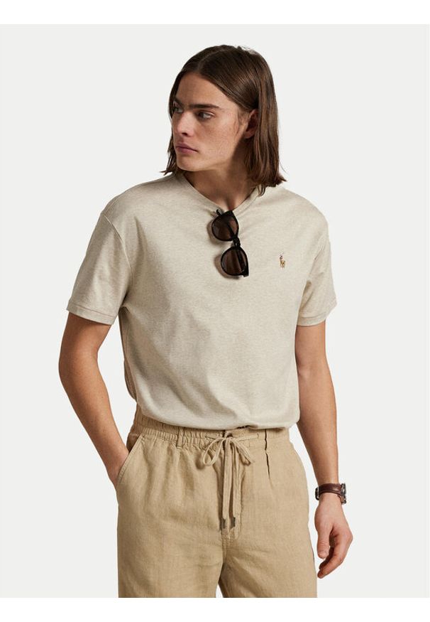 Polo Ralph Lauren T-Shirt 710740727030 Beżowy. Typ kołnierza: polo. Kolor: beżowy. Materiał: bawełna
