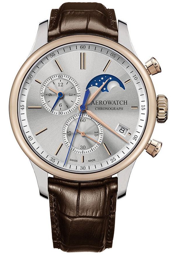 NoName - Zegarek męski Aerowatch 78986-BI03 brązowy. Kolor: brązowy