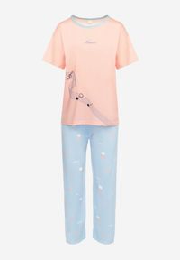 Born2be - Różowy Komplet Piżamowy Koszulka z Nadrukiem i Proste Długie Spodnie Lirrana. Kolor: różowy. Długość: długie. Wzór: nadruk #3