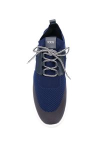 TOD'S - Granatowe sportowe sneakersy. Kolor: niebieski. Materiał: zamsz, tkanina, guma, jeans