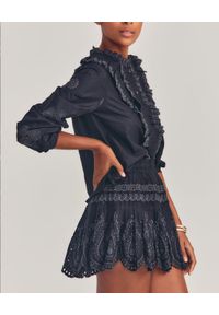 LOVE SHACK FANCY - Czarna spódnica Sarie. Kolor: czarny. Materiał: bawełna. Wzór: ażurowy #4