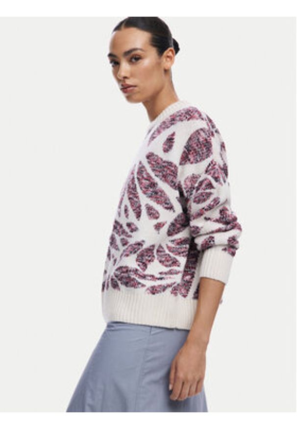 Desigual Sweter Kamloops 24WWJF57 Écru Loose Fit. Materiał: syntetyk