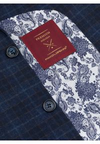 Pako Lorente - PAKO LORENTE – Granatowa marynarka w drobną kratkę. Okazja: na co dzień. Kolor: niebieski. Materiał: wełna, poliester, elastan. Wzór: kratka. Styl: casual #9