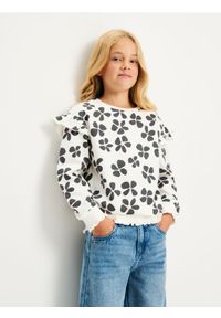 Sinsay - Bluza z falbanami przy rękawach - kremowy. Kolor: kremowy