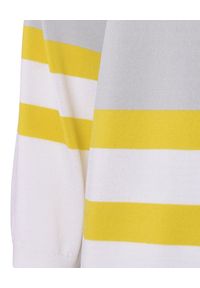 CATERINA - Sweter w żółte pasy z rękawem 3/4. Okazja: na spotkanie biznesowe, na co dzień, do pracy. Kolor: szary. Sezon: lato, wiosna. Styl: biznesowy, klasyczny, casual #3