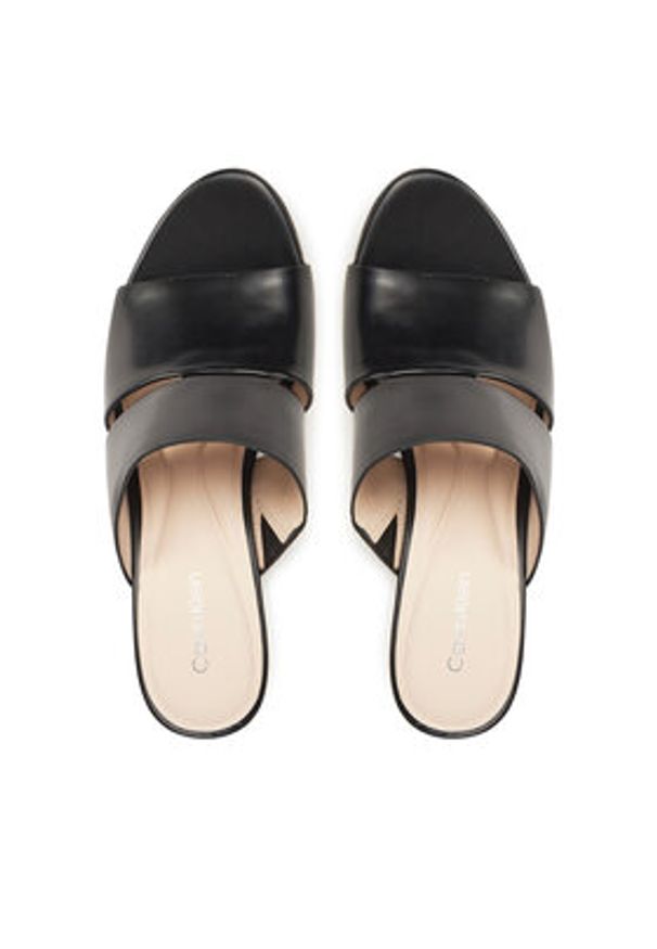 Calvin Klein Klapki Heel Mule 70 - Lth 2 Straps HW0HW02460 Czarny. Kolor: czarny. Materiał: skóra
