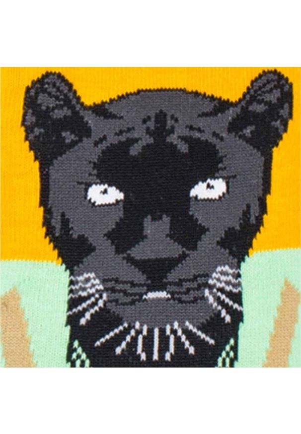 His Story - Skarpetki Bawełniane - Tematyczne - Czarna Pantera. Kolor: wielokolorowy. Materiał: elastan, bawełna, poliamid. Wzór: motyw zwierzęcy