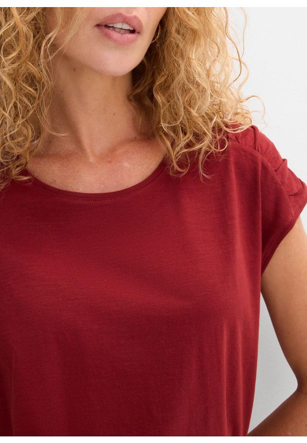 bonprix - T-shirt boxy, krótki rękaw. Kolor: czerwony. Materiał: bawełna. Długość rękawa: krótki rękaw. Długość: krótkie