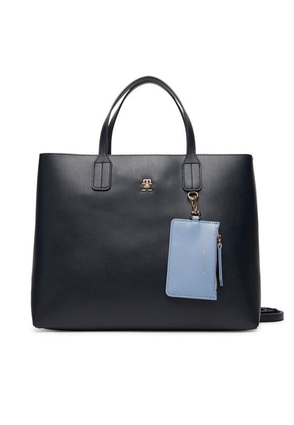 TOMMY HILFIGER - Tommy Hilfiger Torebka Th Icon Satchel AW0AW17683 Granatowy. Kolor: niebieski. Materiał: skórzane