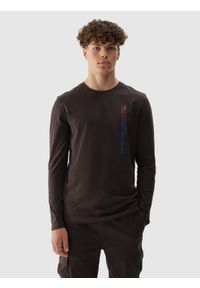 4f - 4F Longsleeve regular męski - brązowy XL. Okazja: na co dzień. Kolor: brązowy. Materiał: dzianina, bawełna, jersey. Długość rękawa: długi rękaw. Długość: długie. Wzór: gładki, nadruk, ze splotem, napisy. Styl: klasyczny, sportowy, casual