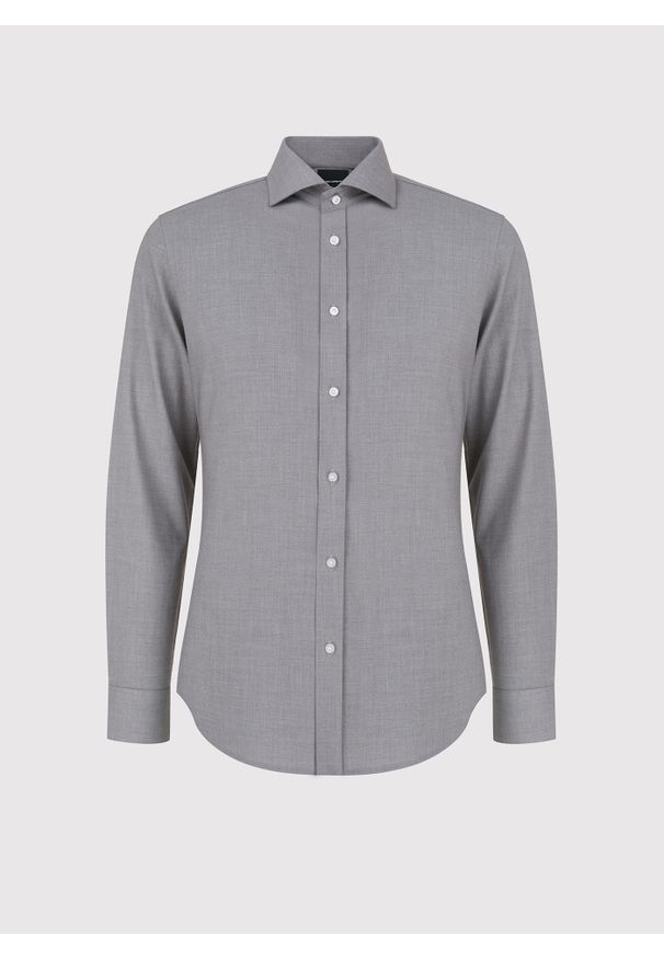 Pako Lorente - PAKO LORENTE – Szara koszula męska. Kolor: szary. Materiał: poliester, wiskoza, elastan. Długość rękawa: długi rękaw. Długość: długie