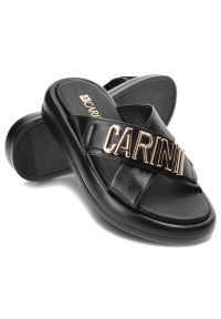 Czarne Klapki Carinii Modne Buty Damskie. Kolor: czarny. Materiał: materiał. Sezon: lato #6