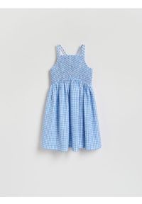 Reserved - Sukienka w kratę - jasnoniebieski. Kolor: niebieski. Materiał: dzianina #1