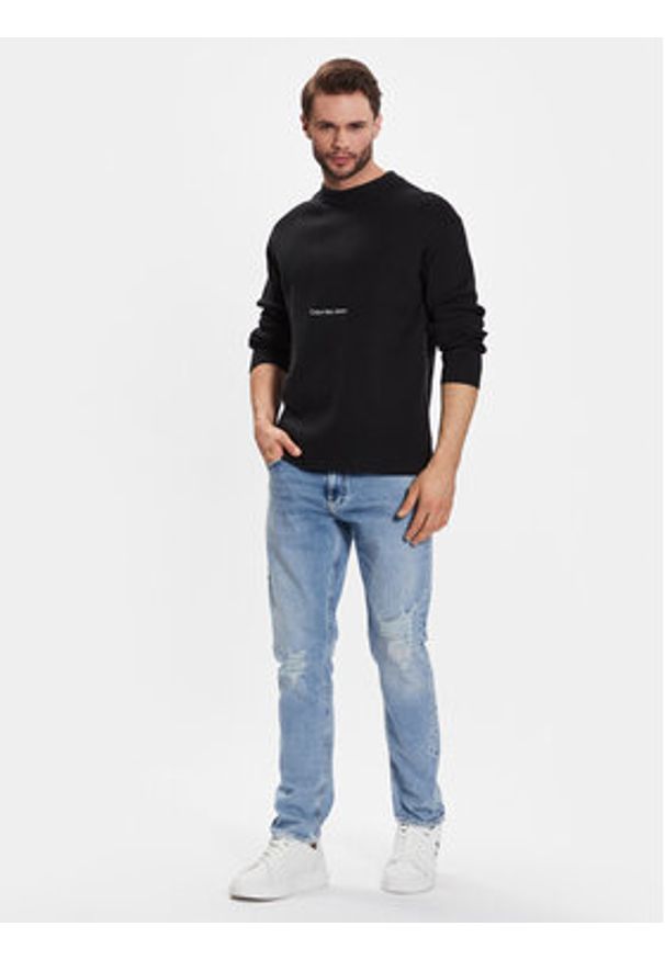 Calvin Klein Jeans Sweter J30J322859 Czarny Regular Fit. Kolor: czarny. Materiał: bawełna