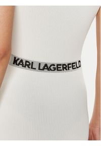 Karl Lagerfeld - KARL LAGERFELD Sukienka codzienna 245W1332 Biały Slim Fit. Okazja: na co dzień. Typ kołnierza: dekolt w karo. Kolor: biały. Materiał: syntetyk. Typ sukienki: proste. Styl: casual #2