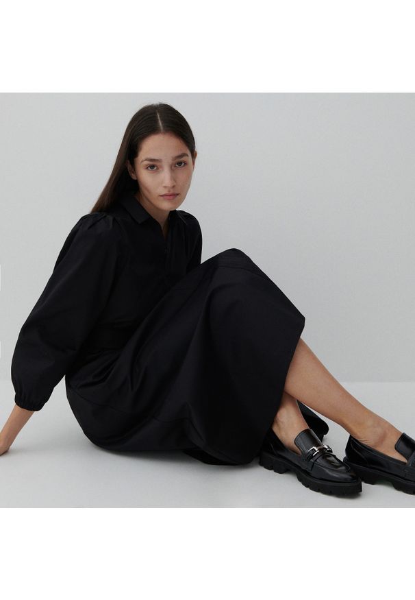 Reserved - Sukienka z bawełny organicznej - Czarny. Kolor: czarny. Materiał: bawełna