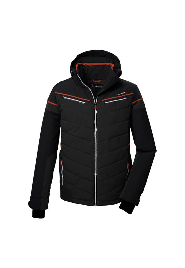 Killtec - Kurtka narciarska pikowana z odpinanym kapturem rozpinana na zamek męska. Kolor: szary. Sezon: zima. Sport: narciarstwo