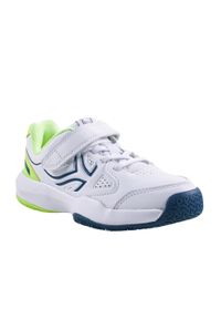 ARTENGO - Buty tenis TS530 na rzepy dla dzieci. Zapięcie: rzepy. Kolor: biały. Materiał: mesh, kauczuk, tkanina. Szerokość cholewki: szeroka. Sport: tenis