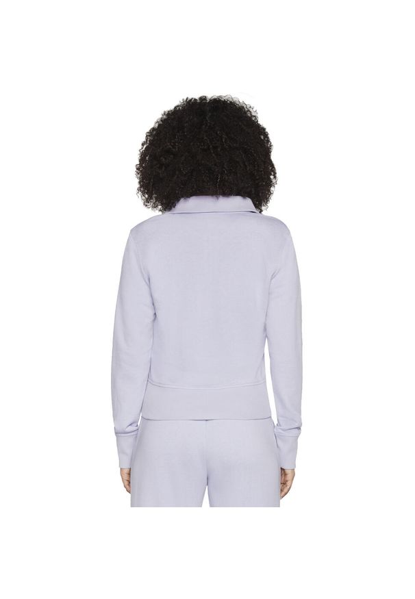 skechers - Bluza dresowa sportowa damska The Hoodless Hoodie Diamond Jacket. Kolor: fioletowy. Materiał: bawełna, poliester