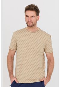 Guess - GUESS Beżowy męski t-shirt Marshall, Rozmiar XL. Kolor: beżowy #1