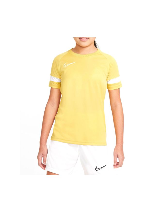 Koszulka dla dzieci piłkarska Nike Dri-FIT Academy CW6103. Materiał: materiał, poliester, skóra, tkanina. Długość rękawa: krótki rękaw. Technologia: Dri-Fit (Nike). Długość: krótkie. Sport: piłka nożna
