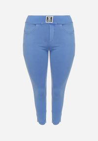 Born2be - Niebieskie Spodnie Skinny z Kieszeniami Afrina. Kolekcja: plus size. Kolor: niebieski. Długość: do kostek #4