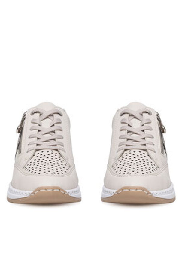 Rieker Sneakersy N4344-60 Écru. Materiał: skóra