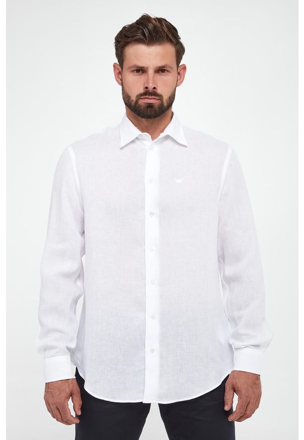 Emporio Armani - Koszula męska lniana EMPORIO ARMANI. Materiał: len