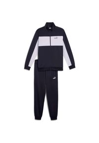 Dres Puma Poly Colorblock Suit, Mężczyźni. Kolor: niebieski. Materiał: dresówka. Sport: fitness