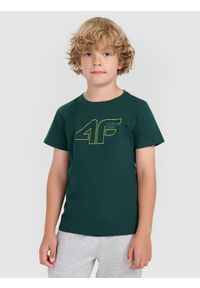 4f - 4F T-shirt regular z nadrukiem chłopięcy - zielony 158 (12-13 lat). Okazja: na co dzień. Kolor: turkusowy. Materiał: jersey, bawełna, materiał. Długość rękawa: krótki rękaw. Długość: krótkie. Wzór: nadruk. Sezon: lato. Styl: sportowy, klasyczny, casual