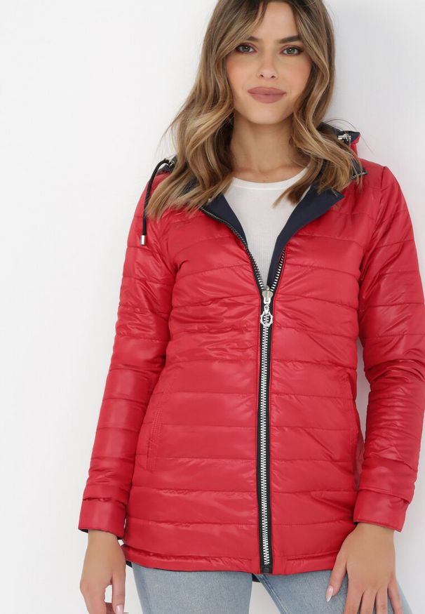 Born2be - Granatowo-Czerwona Kurtka Dwustronna Amathonia. Kolor: niebieski. Styl: elegancki